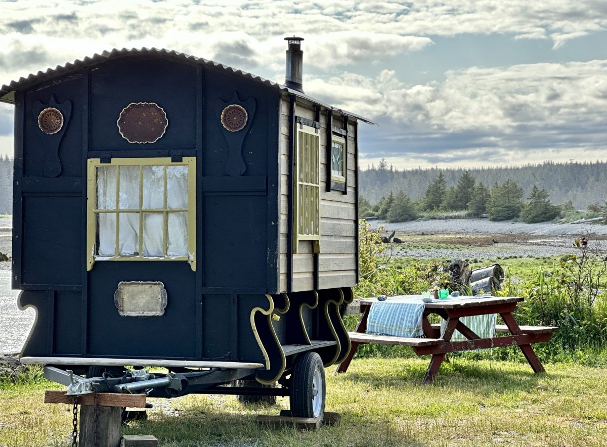 Caravan RV parked in campground